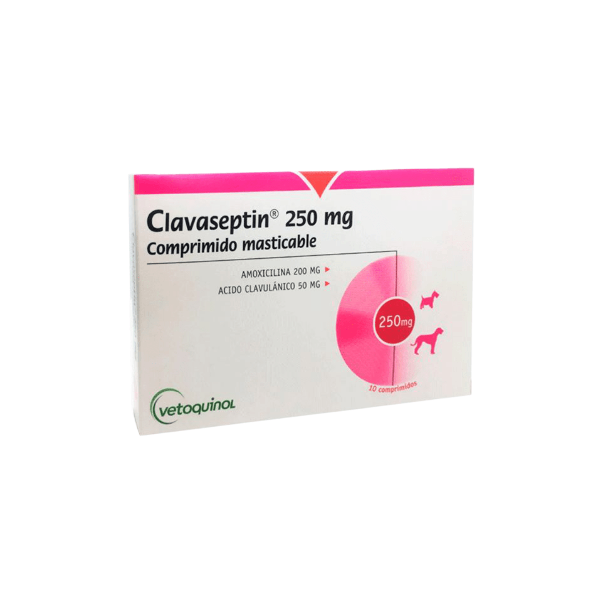 Clavaseptin 250 mg antibiótico. Comprimidos masticables de Amoxicilina y Ácido Clavulánico para infecciones de piel y periodontales en perros y gatos.