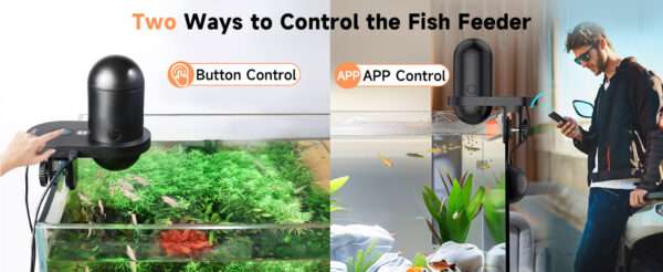 Comedero automático Hygger con cámara HD 2K y conectividad WiFi. Permite la vigilancia en vivo y la programación de alimentación. Incluye salida de comida dual y es resistente a la humedad.