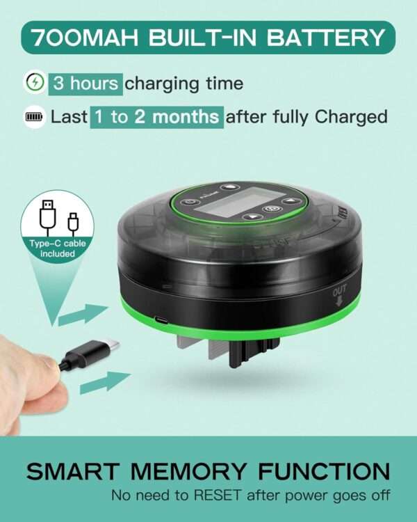 Comedero automático para acuario Petbank recargable por USB. Cuenta con 16 compartimentos de dosificación, pantalla LCD y diseño sellado resistente a la humedad. Compatible con pellets y polvos.