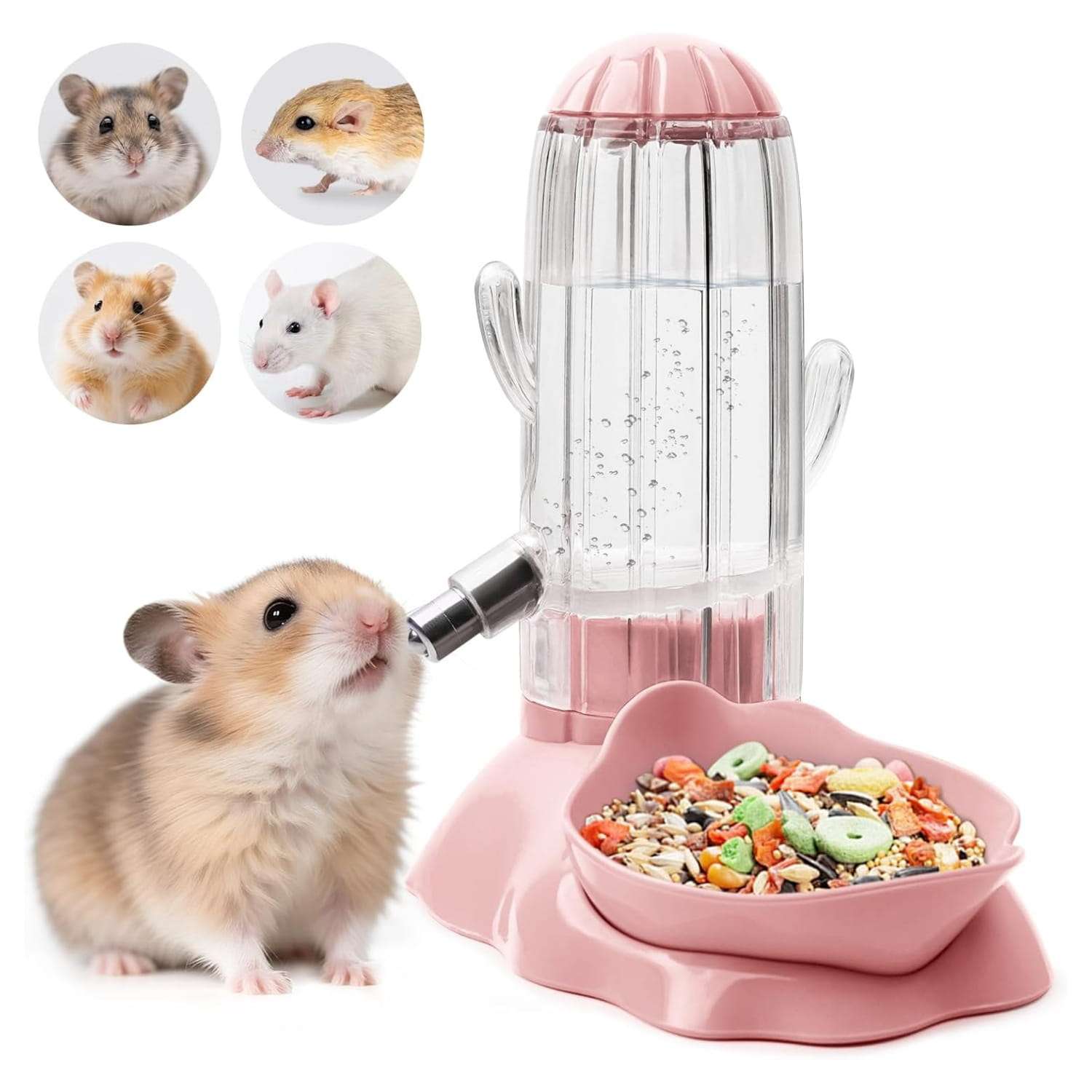 Bebedero y Comedero 2 en 1 para Roedores. Diseño de Llenado Superior, sin BPA y Antigoteo. Capacidad de 136 ml.