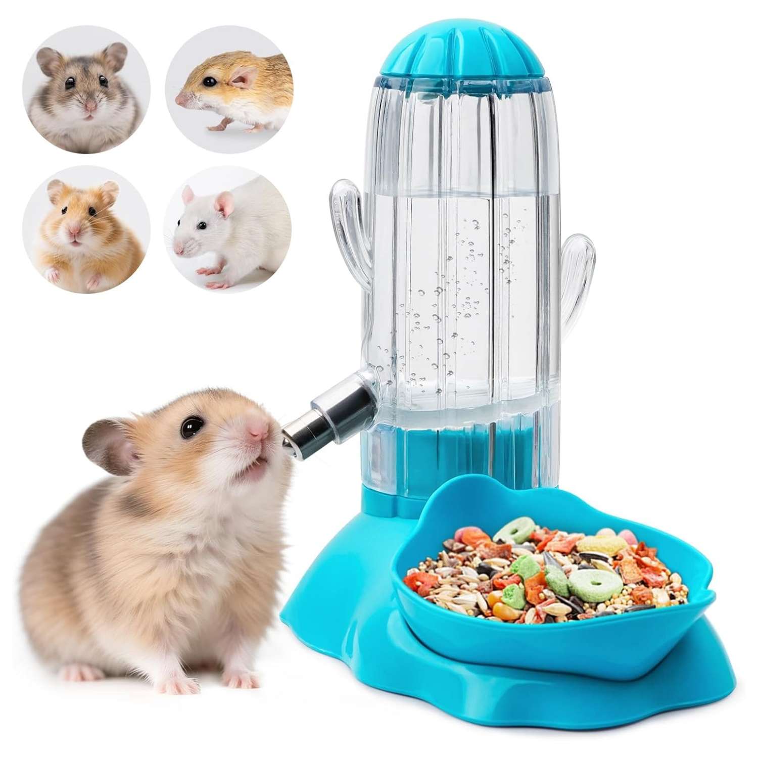 Bebedero y Comedero 2 en 1 para Roedores. Diseño de Llenado Superior, sin BPA y Antigoteo. Capacidad de 136 ml.
