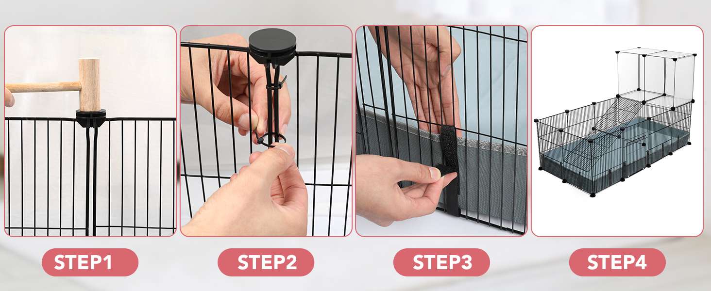 Corral Ancho XL Modular (183x61x41 cm) | Base Impermeable PVC Anti-Suciedad | Para Cuyes, Conejos y Roedores pequeños.