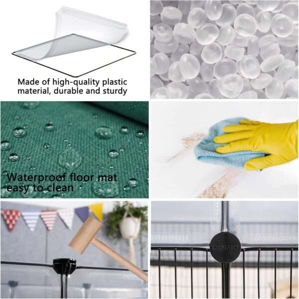 Corral Jaula Modular Alto (61 cm) 36 Paneles | Diseño Transparente y Malla para Conejos, Cuy y Roedores | Incluye Alfombrillas Oxford.