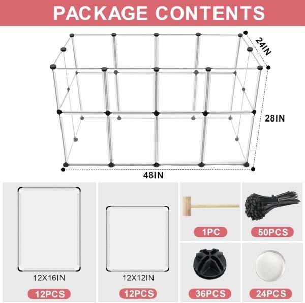 Corral Modular Transparente XL (122x61x71 cm) | Jaula armable de 24 paneles para Conejos, Cuy y Roedores | Plástico fácil de limpiar.