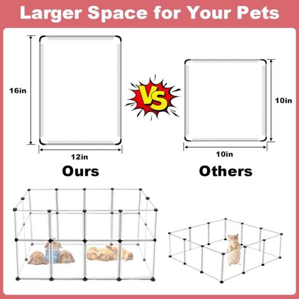 Corral Modular Transparente XL (122x61x71 cm) | Jaula armable de 24 paneles para Conejos, Cuy y Roedores | Plástico fácil de limpiar.