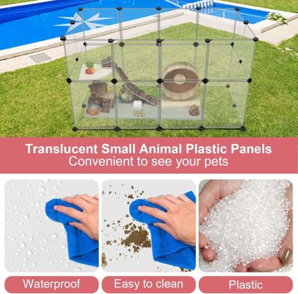 Corral Modular Transparente XL (122x61x71 cm) | Jaula armable de 24 paneles para Conejos, Cuy y Roedores | Plástico fácil de limpiar.