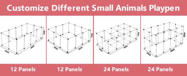 Corral Modular Transparente XL (122x61x71 cm) | Jaula armable de 24 paneles para Conejos, Cuy y Roedores | Plástico fácil de limpiar.