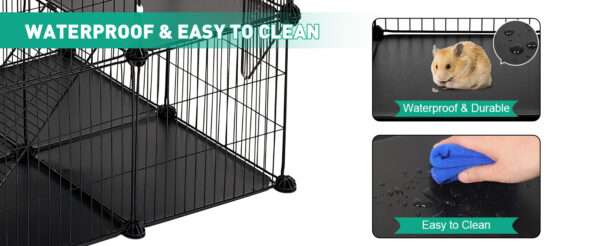Jaula Corral Modular de 2 Pisos (90x60x60 cm) | Diseño DIY con Rampa para Cuy, Conejos y Roedores | Paneles con Base Impermeable.