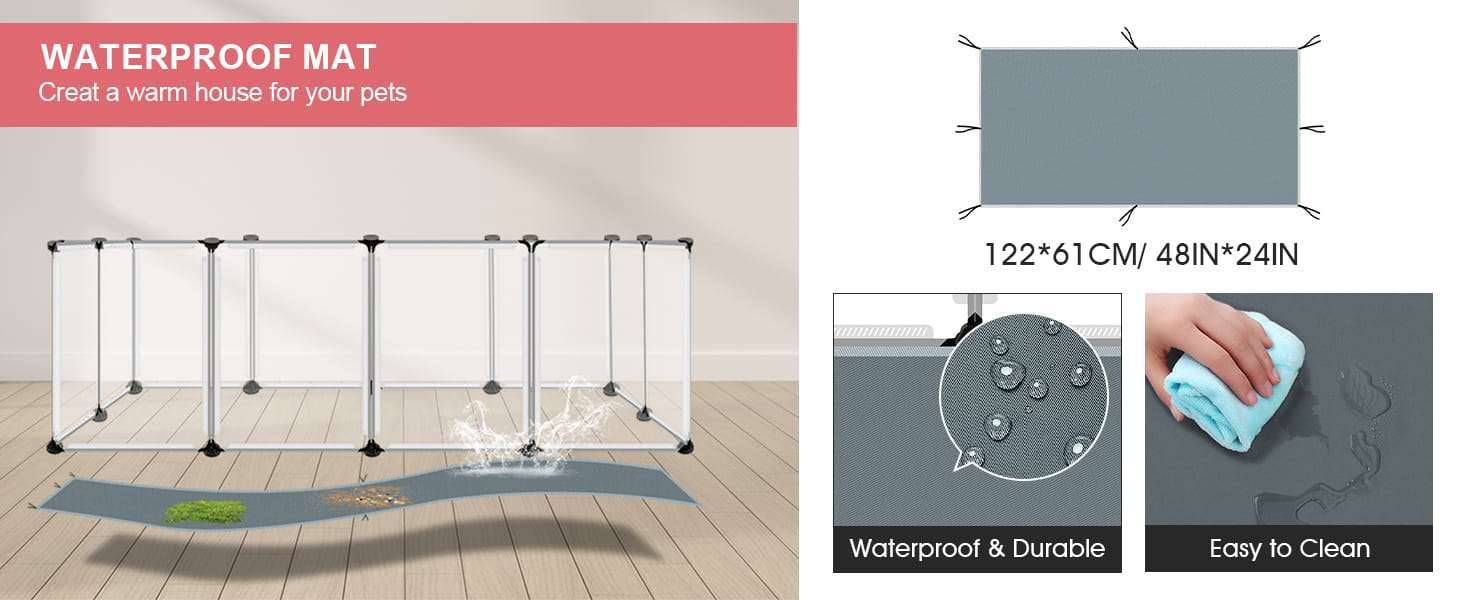 Corral Modular Transparente con Techo (122x61x41 cm) | Jaula Anti-Salto con Base Impermeable | Ideal para Conejos y Cuy.