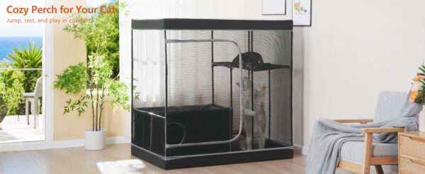 Corral Refugio de Tela XXL para Gatos | 127×87×127 cm | Jaula Post-Operatoria y Anti-Agua