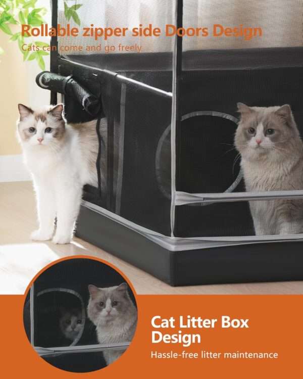 Corral Refugio de Tela XXL para Gatos | 127×87×127 cm | Jaula Post-Operatoria y Anti-Agua