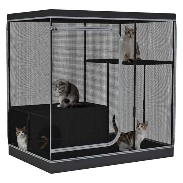 Corral Refugio de Tela XXL para Gatos | 127×87×127 cm | Jaula Post-Operatoria y Anti-Agua