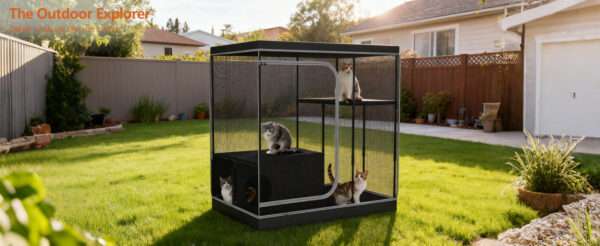 Corral Refugio de Tela XXL para Gatos | 127×87×127 cm | Jaula Post-Operatoria y Anti-Agua
