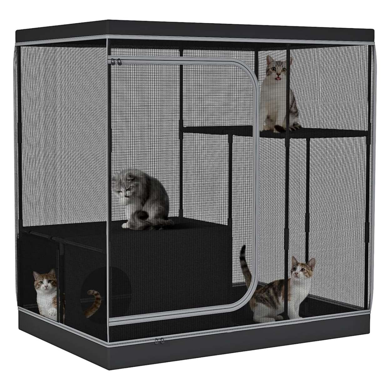 Corral Refugio de Tela XXL para Gatos | 127×87×127 cm | Jaula Post-Operatoria y Anti-Agua