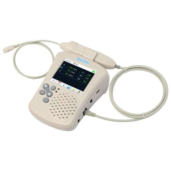 Doppler Vascular Veterinario Portátil 8 MHz | Visualización de Onda en pantalla LCD color | Detección de Flujo Sanguíneo y Presión Arterial (NIBP).