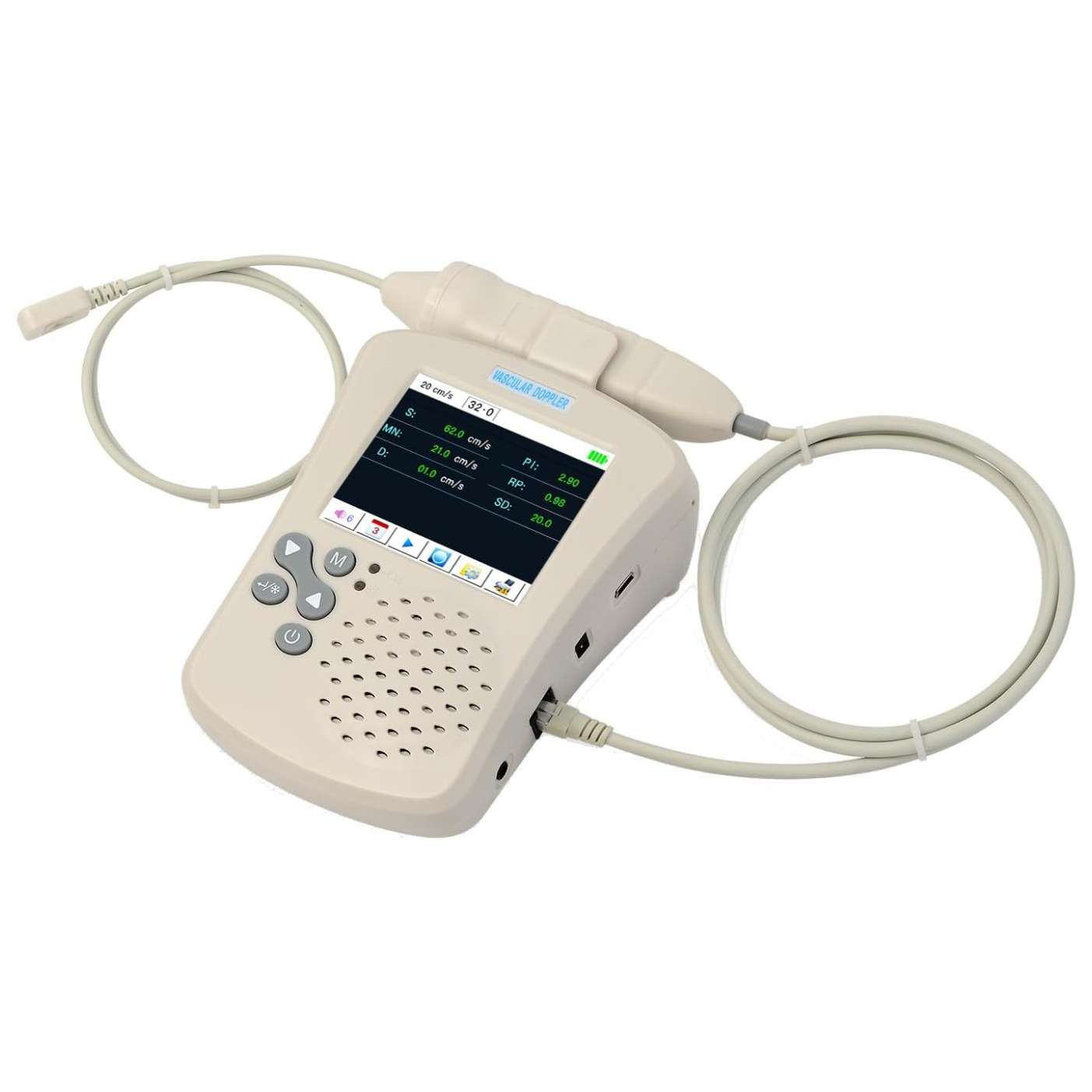 Doppler Vascular Veterinario Portátil 8 MHz | Visualización de Onda en pantalla LCD color | Detección de Flujo Sanguíneo y Presión Arterial (NIBP).