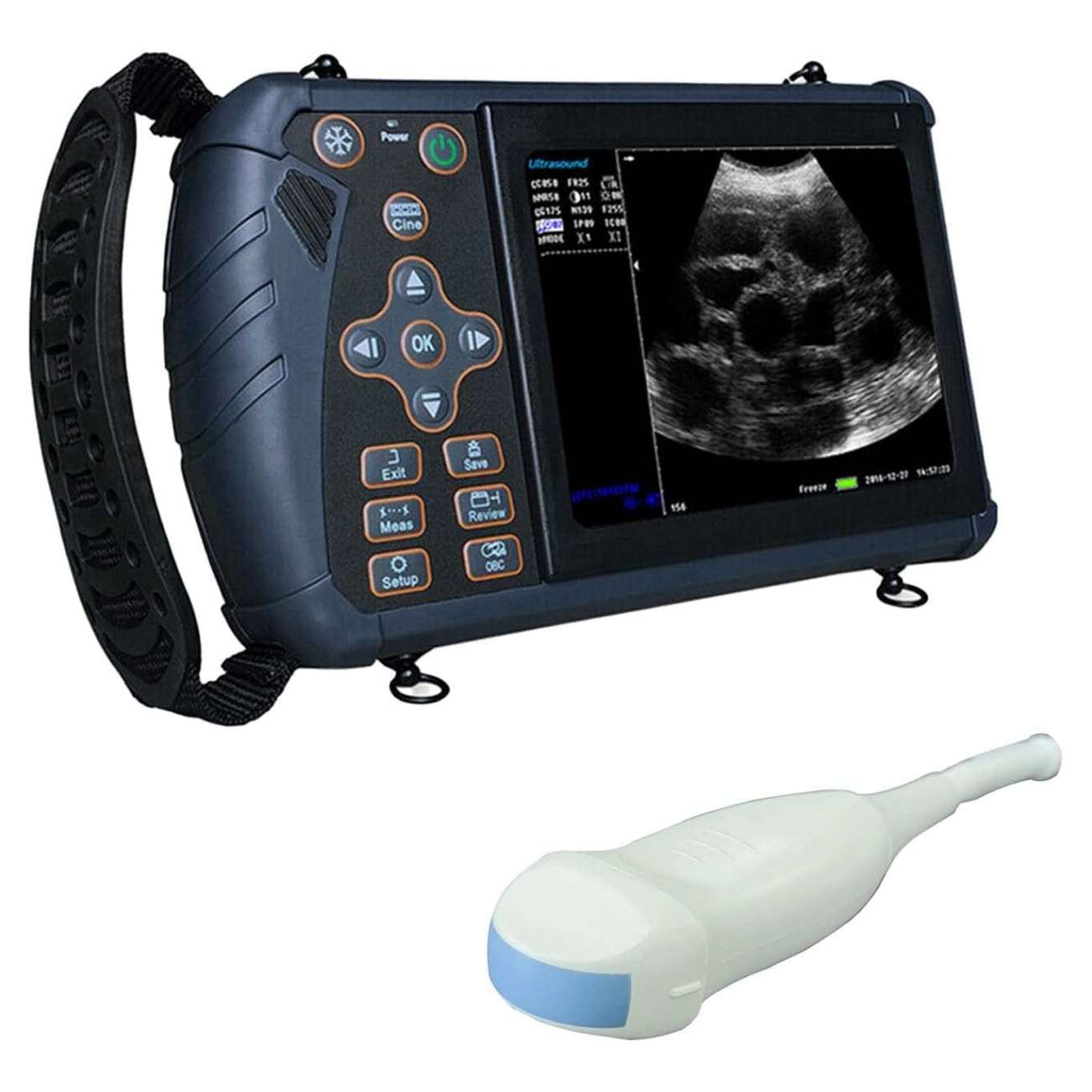 Ecógrafo Veterinario Portátil DAWEI con Sonda Microconvexa 5.0 MHz. Diagnóstico de Embarazo en Perros, Gatos, Conejos. Diseño Resistente a Caídas.