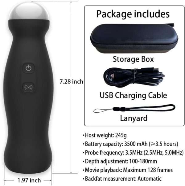 Ecógrafo Inalámbrico WIFI compatible con Android. Sonda IP67 Impermeable para Diagnóstico de Gestación y Medición de Grasa Dorsal en animales.
