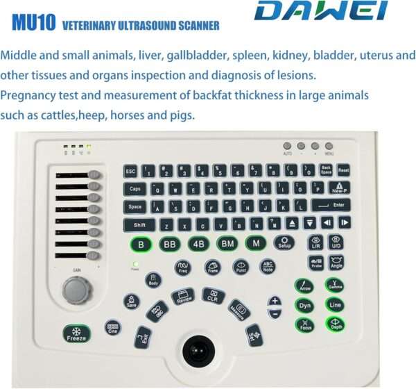 Ecógrafo Veterinario Portátil DAWEI MU10 con Pantalla HD 12.1 pulgadas. Incluye Sonda Micro-Convex para diagnóstico animal. Batería de larga duración (4 horas de trabajo).