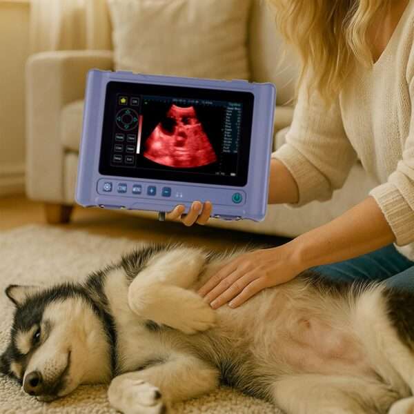 Ecógrafo Veterinario Portátil Táctil 8" HD. Incluye Sonda Convexa 3.5 MHz. 8 Horas de Batería para Diagnóstico Multiespecie.