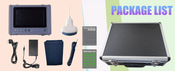 Ecógrafo Veterinario Portátil Táctil 8" HD. Incluye Sonda Convexa 3.5 MHz. 8 Horas de Batería para Diagnóstico Multiespecie.