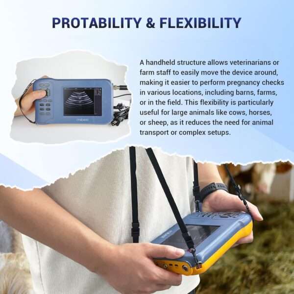 Ecógrafo Veterinario de Mano Ultra-Liviano (476 g). Incluye Sonda Mecánica 3.5 MHz Impermeable para Diagnóstico de Gestación en campo.