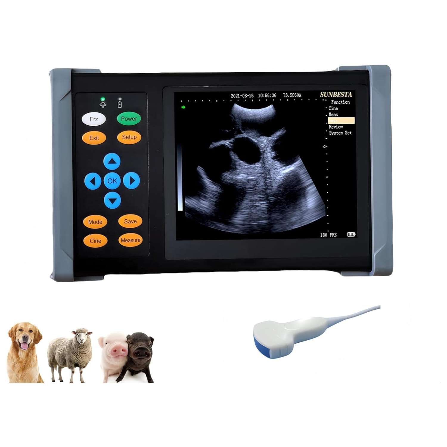 Ecógrafo Veterinario PDA A20 (950 g). Ultrasonido Portátil Multiespecie con Sonda Convexa 3.5 MHz. Diagnóstico de Gestación en campo.