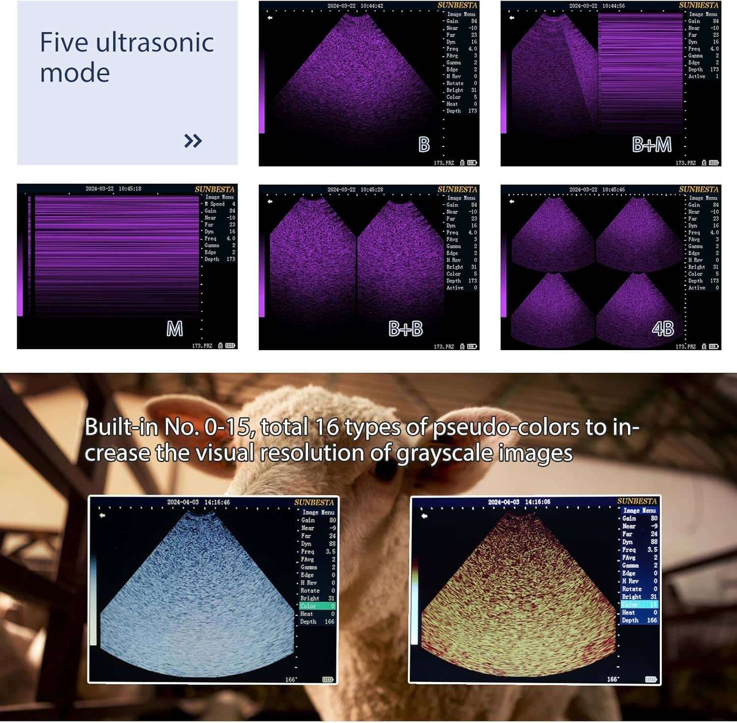 Ecógrafo Veterinario PDA A20 (950 g). Ultrasonido Portátil Multiespecie con Sonda Convexa 3.5 MHz. Diagnóstico de Gestación en campo.