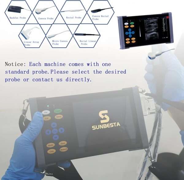 Ecógrafo Veterinario PDA A20 (950 g). Ultrasonido Portátil Multiespecie con Sonda Convexa 3.5 MHz. Diagnóstico de Gestación en campo.