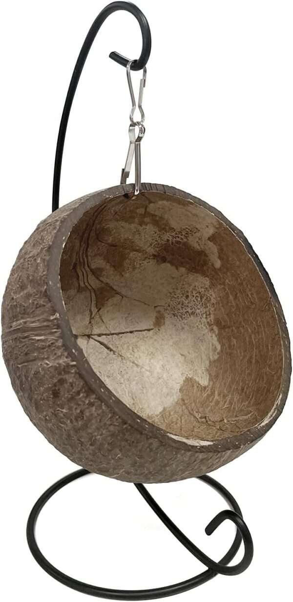 Nido de Cáscara de Coco 100% Natural para Hámster y Jerbos. Escondite colgante 2-en-1 con cojín y juguete molar incluido.