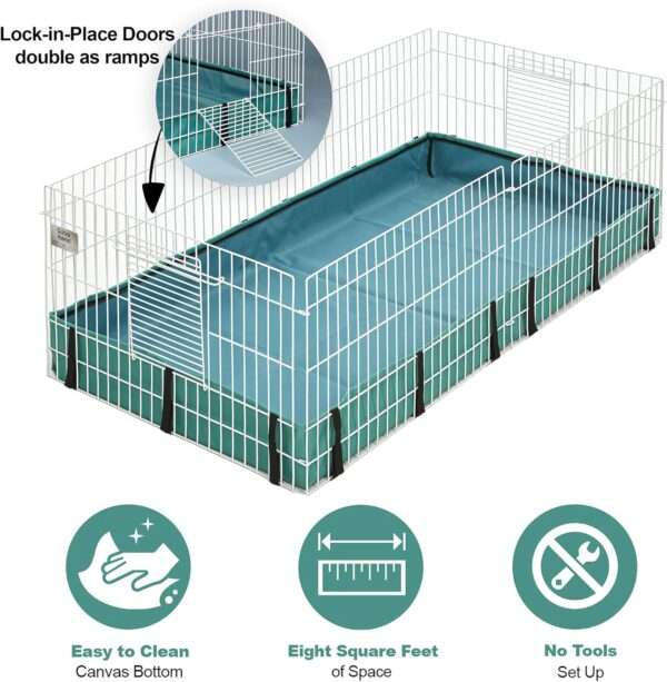 Hábitat XL para Cuyes/Cobayas 119×61 cm | 8 pies cuadrados | Modular, Expansible y Base Lona PVC Anti-Fugas