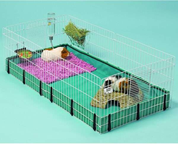 Hábitat XL para Cuyes/Cobayas 119×61 cm | 8 pies cuadrados | Modular, Expansible y Base Lona PVC Anti-Fugas