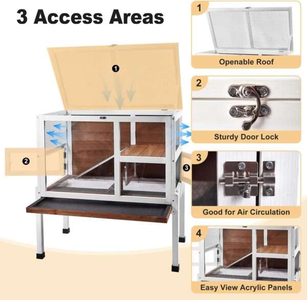 Hábitat de Lujo 2 Niveles para Conejos, Cuyes y Chinchillas | Acrílico 270° | Mueble Anti-Mordidas