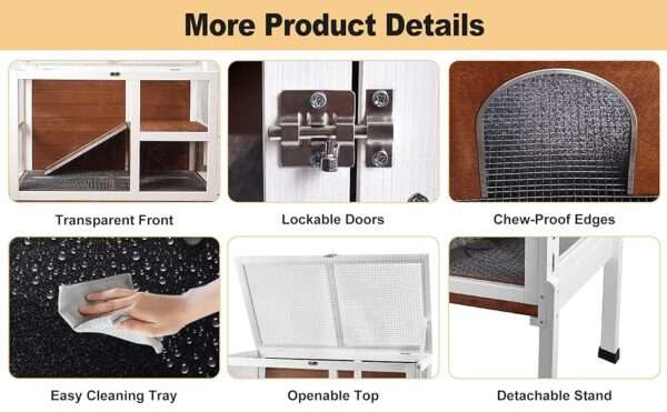 Hábitat de Lujo 2 Niveles para Conejos, Cuyes y Chinchillas | Acrílico 270° | Mueble Anti-Mordidas