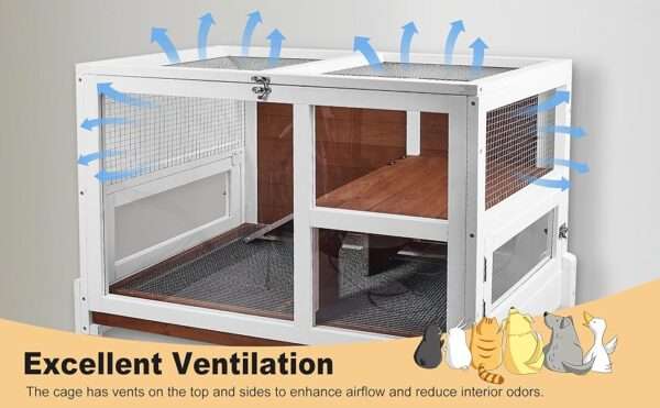 Hábitat de Lujo 2 Niveles para Conejos, Cuyes y Chinchillas | Acrílico 270° | Mueble Anti-Mordidas