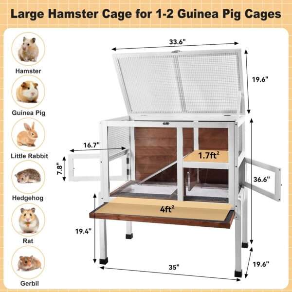 Hábitat de Lujo 2 Niveles para Conejos, Cuyes y Chinchillas | Acrílico 270° | Mueble Anti-Mordidas