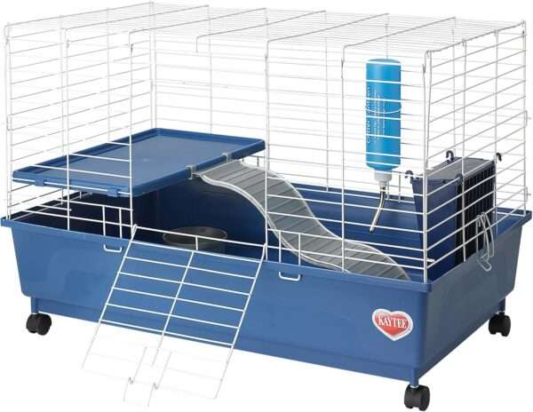 Hábitat Deluxe 2 Niveles para Cuyes / Conejos Enanos | 76×46×48 cm | Kit Completo y Anti-Mordidas