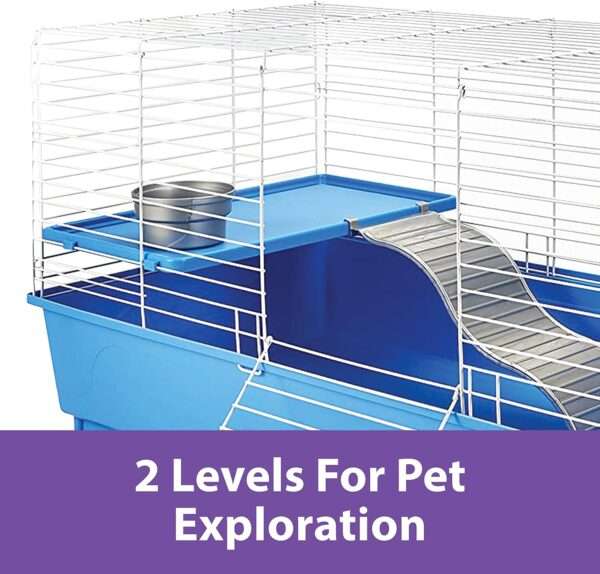 Hábitat Deluxe 2 Niveles para Cuyes / Conejos Enanos | 76×46×48 cm | Kit Completo y Anti-Mordidas
