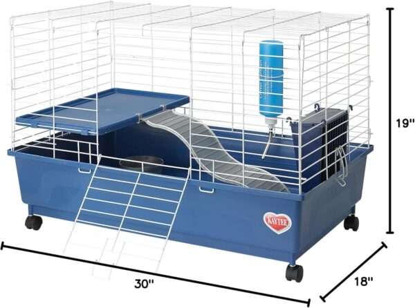 Hábitat Deluxe 2 Niveles para Cuyes / Conejos Enanos | 76×46×48 cm | Kit Completo y Anti-Mordidas