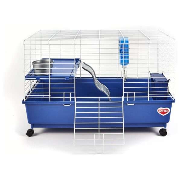 Hábitat Deluxe 2 Niveles para Cuyes / Conejos Enanos | 76×46×48 cm | Kit Completo y Anti-Mordidas