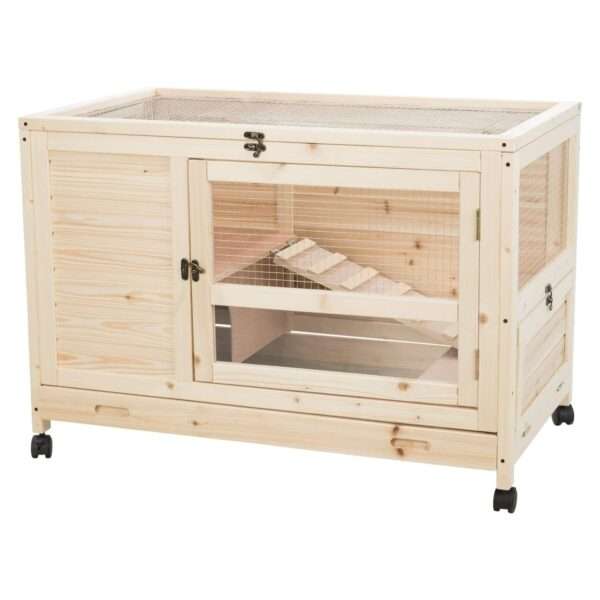 Jaula 2 Niveles para Cobayas (Cuyes) y Conejos Pequeños | 90×56×63 cm | Rodante y Fácil Limpieza
