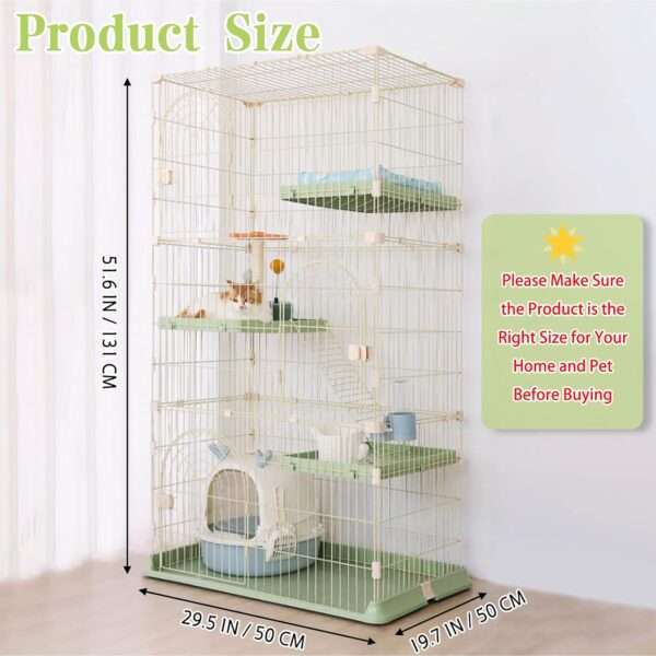 Jaula Corral 4 Niveles para 3 Gatos | 75×50×131 cm | Acero Reforzado y 3 Puertas