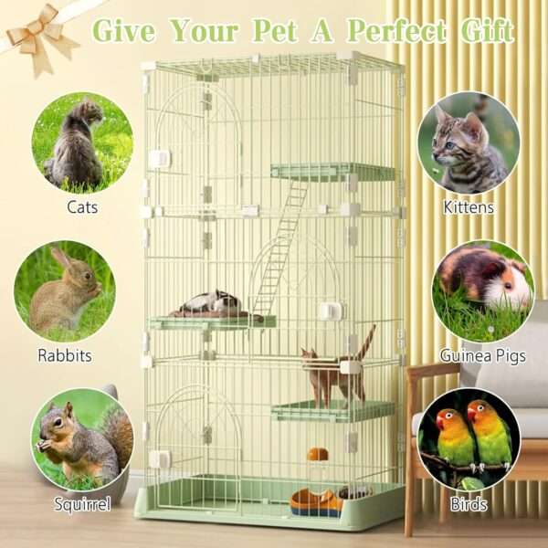 Jaula Corral 4 Niveles para 3 Gatos | 75×50×131 cm | Acero Reforzado y 3 Puertas