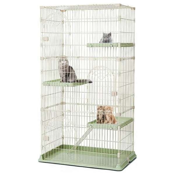 Jaula Corral 4 Niveles para 3 Gatos | 75×50×131 cm | Acero Reforzado y 3 Puertas