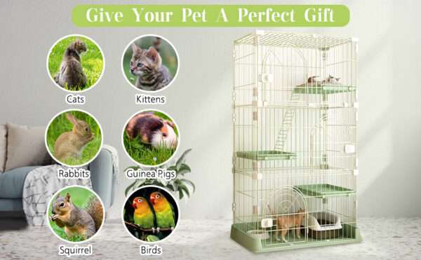 Jaula Corral 4 Niveles para 3 Gatos | 75×50×131 cm | Acero Reforzado y 3 Puertas