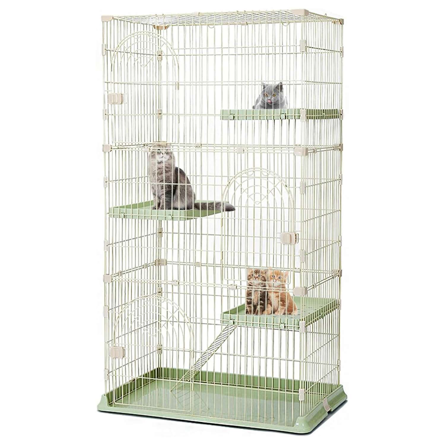 Jaula Corral 4 Niveles para 3 Gatos | 75×50×131 cm | Acero Reforzado y 3 Puertas