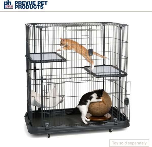Jaula Corral Extra Grande Acero para 3 Gatos | 110×64×112 cm | 3 Niveles, Hamaca y Anti-Óxido
