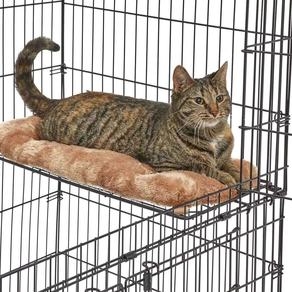 Jaula Corral Plegable Acero para 3 Gatos | 91×60×128 cm | Bandeja a Prueba de Fugas y Cama Incluida