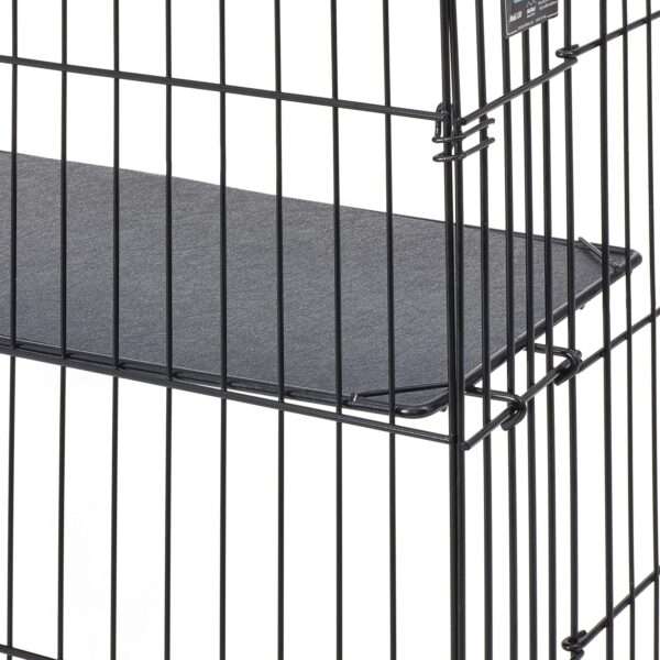 Jaula Corral Plegable Acero para 3 Gatos | 91×60×128 cm | Bandeja a Prueba de Fugas y Cama Incluida