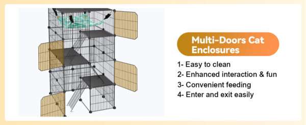 Jaula Catio Modular XL para Gatos (61x61x122 cm) | 4 Niveles, Interior/Exterior, con plataformas y cierre antivuelco.